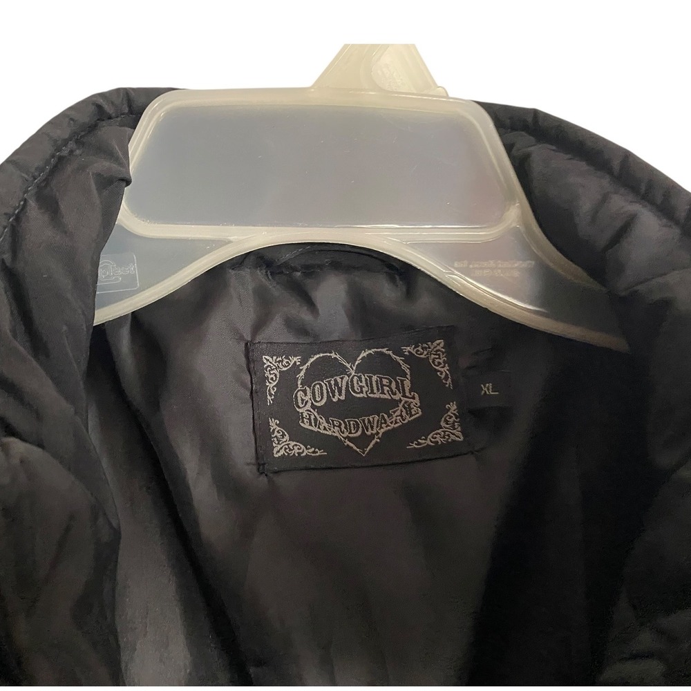 Cowgirl Hardware Womens XL Black Puffer Vest Rhinestone Cross Wings Western Zip - Picture 3 of 8
